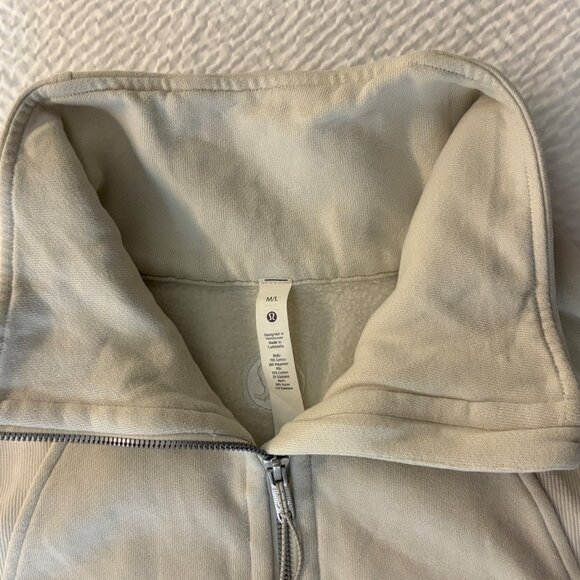 Lululemon Scuba Oversized Funnel Neck Half-Zip Hoodie White Opal M/L Cotton - Picture 4 of 15